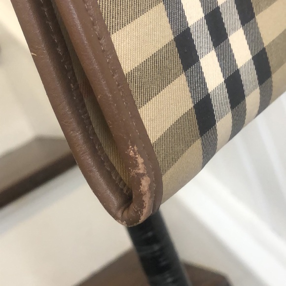 BURBERRYS Nova Check Haystack Plaid Oversized Clutch Portfolio w/ Chain VINTAGE - Picture 13 of 17